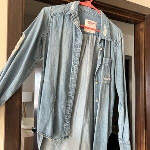 Oversized denim shirt